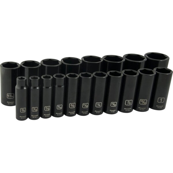 Tools 1/2" Drive 19 Pieces 6 Point Deep SAE Impact Socket Set